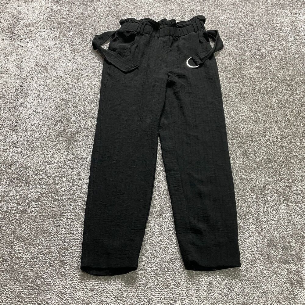 BCBGeneration Paperbag Pants womens XS Black Belted Polyester Ladies 28x25